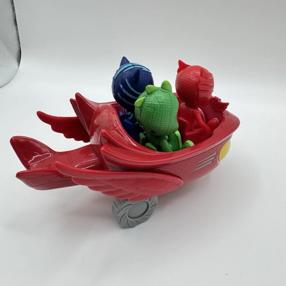 PJ Masks Catboy Gekko Owlette Figure Lot with Owl Glider Vehicle Just Play
